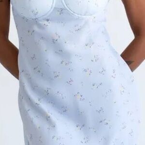 Rumored Blue Mini Dress with Soft Fabric and Form-Fitting Style